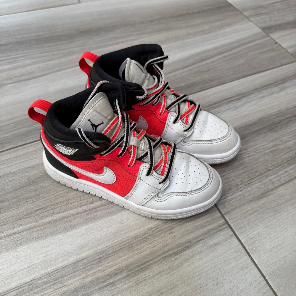 Jordan Red and White High-Top Sneakers